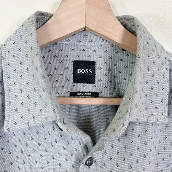 Hugo Boss Mens Size Medium Cotton  Relegant Button Print Over Shirt - Picture 9 of 15